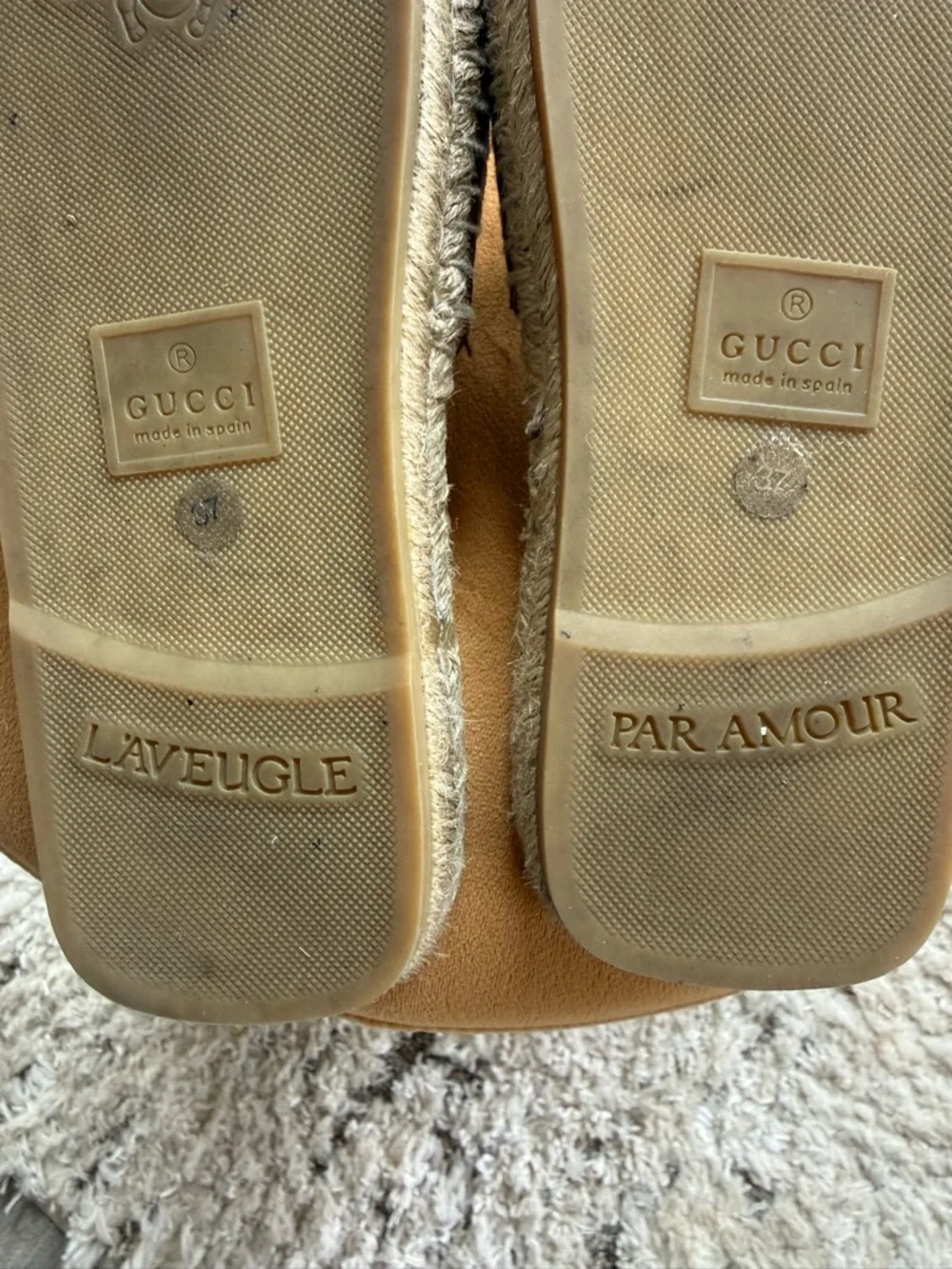 Gucci Brown Leather Interlocking G Espadrille Slide Sandals - Picture 6 of 7